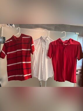 3 boys shirts, ( size 14 and  14/16)  2 Polos and 1 White Button Shirt